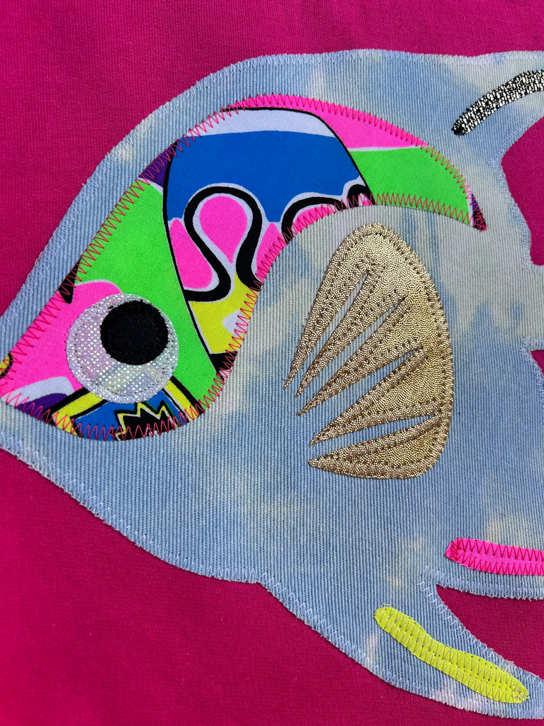 Size S - 'Angel Delight' Unisex Sweat - Pink and Denim