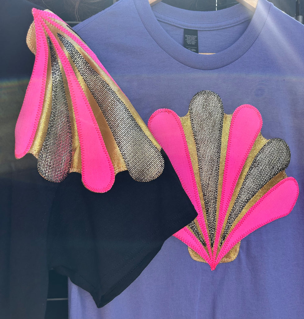 Size S - 'Shell Shock' Unisex Tee - Lavendar and Neon