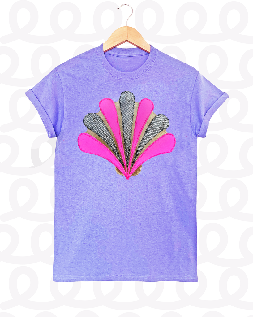 Size S - 'Shell Shock' Unisex Tee - Lavendar and Neon